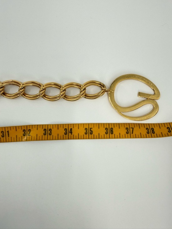 Vintage St. John Belt Gold Tone Chain Link with Signature Statement Logo Charm